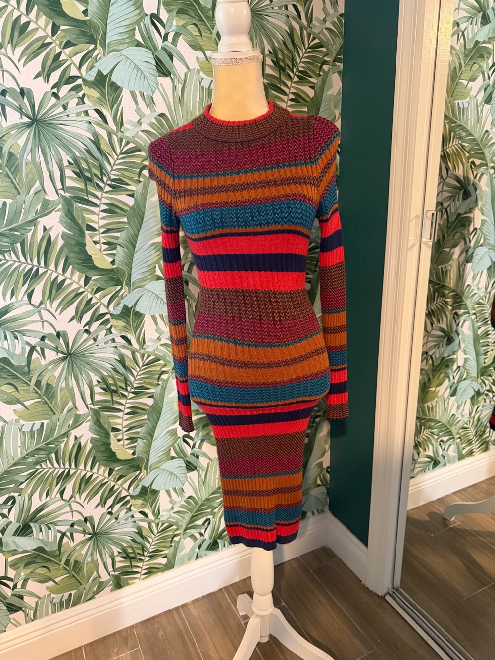 Gianni Bini Multicolor Striped Knit Midi Dress